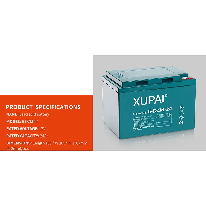 Deep cycle XUPAI 12V24A battery for e-bike and e-scooter