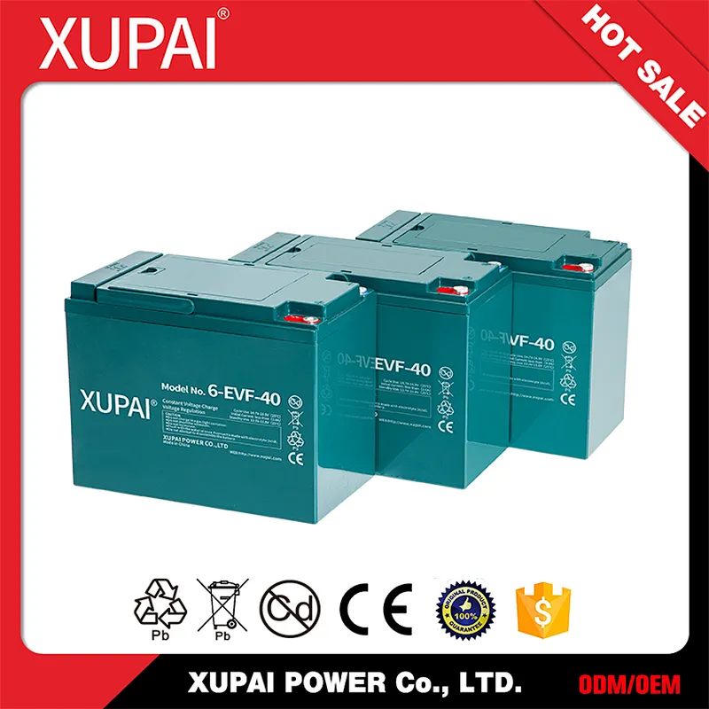 XUPAI hot sale electric vehicle rechargeable sealed lead acid 12v 40ah battery
