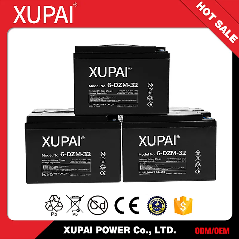6-DZM-32 Rechargeable Deep Cycle Gel AGM Battery for Electric Bike 12v 32ah