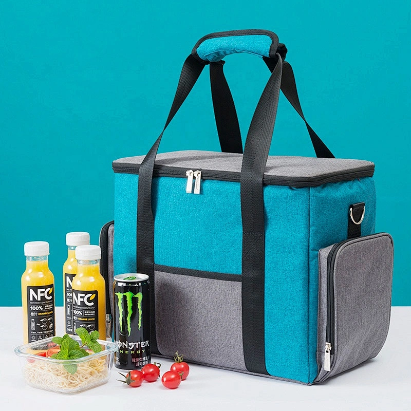 100% Eco friendly Beach grocery thermal food delivery bag custom logo Shoulder wine cooler bag insulated lunch cooler bag