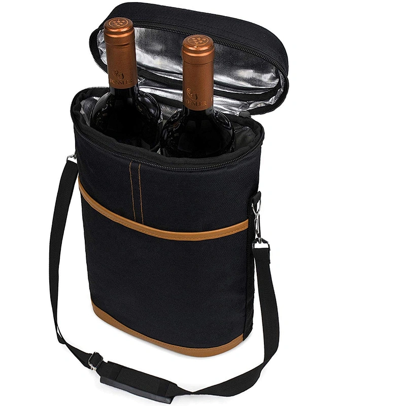 2 Bottle Wine Carrier Bag Tote Insulated Food Cooler bag picnic BOX wine cooler bag