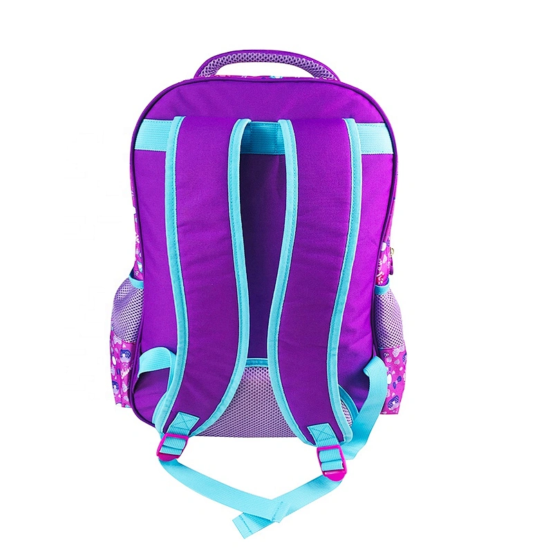 Popular factory high quality student backpack golden backpack leather children school bags for girls kids with fantasy fabric
