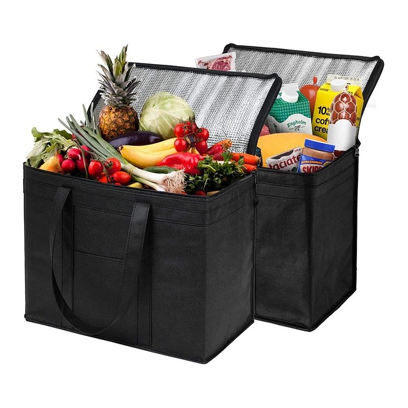 Extra Large Heavy Duty Custom logo Reusable Tote food delivery bag Grocery thermal Shopping Bag Insulated Cooler Bag