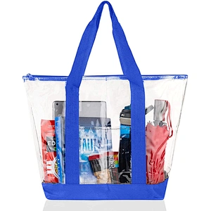 Large Clear Vinyl Tote Bags Beach Gym Shoulder Handbag Custom design PVC transparent handbag clear PVC duffel travel bag