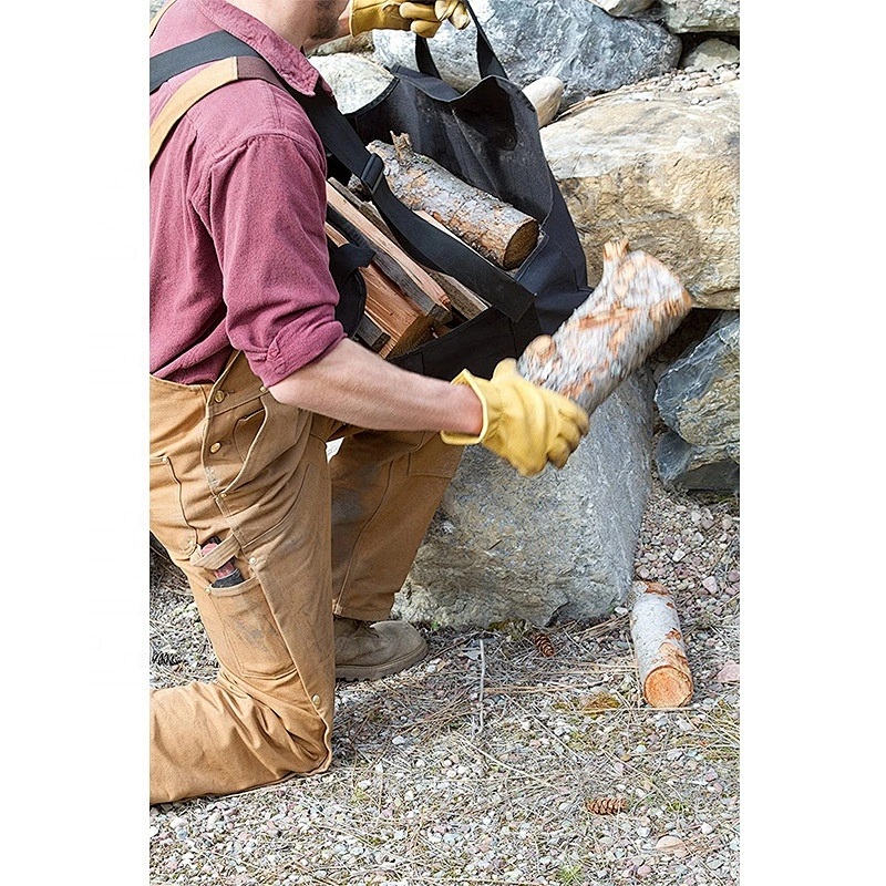 Log Carrier Waxed Canvas Bag Wood Holders Fireplace Stove Accessories