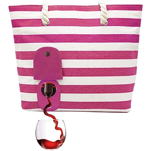 Fashionable functional soft cooler purse with Hidden Insulated Compartment Wine Tote Bag with or without the beverage pouch