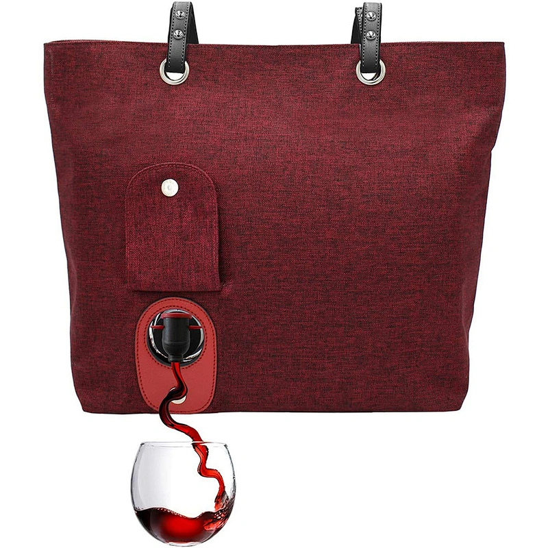 Insulated Wine Cooler Bag For Travel Portable 2 Bottle Gift Bag With Long Adjustable Shoulder Strap for women