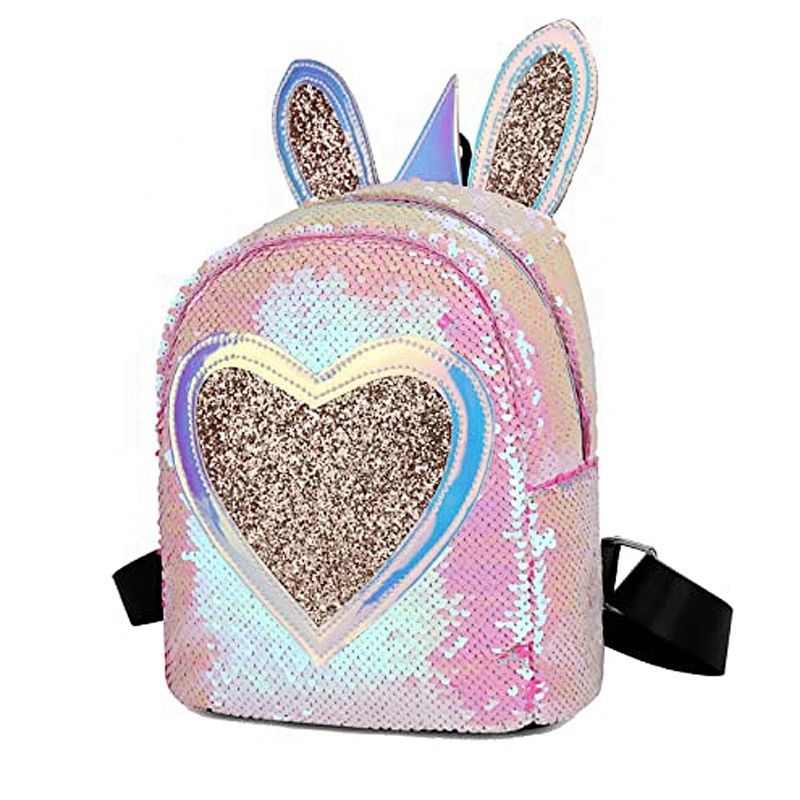 Kids Toddler Backpack Cute Mermaid Reversible Sequin Mini School Bag PU Leather Waterproof Backpack for Girls