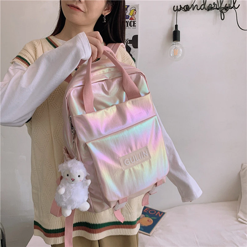 Eyecatching Colour laser korean style school backpack teenager travel backpack