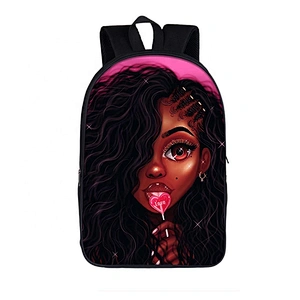 Factory backpack women Africa Beauty Princess Girls Children School Bags Brown Book Bag
