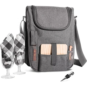 Wine Bottle Carrier Bag Tote Insulated Food Cooler bag picnic BOX wine cooler bag