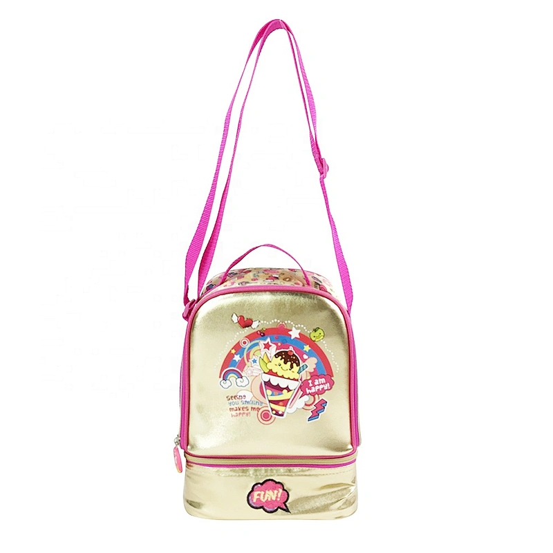 high quality cartoon waterproof golden insulated cooler bag with custom logothermal insulation fabric for cooler bags
