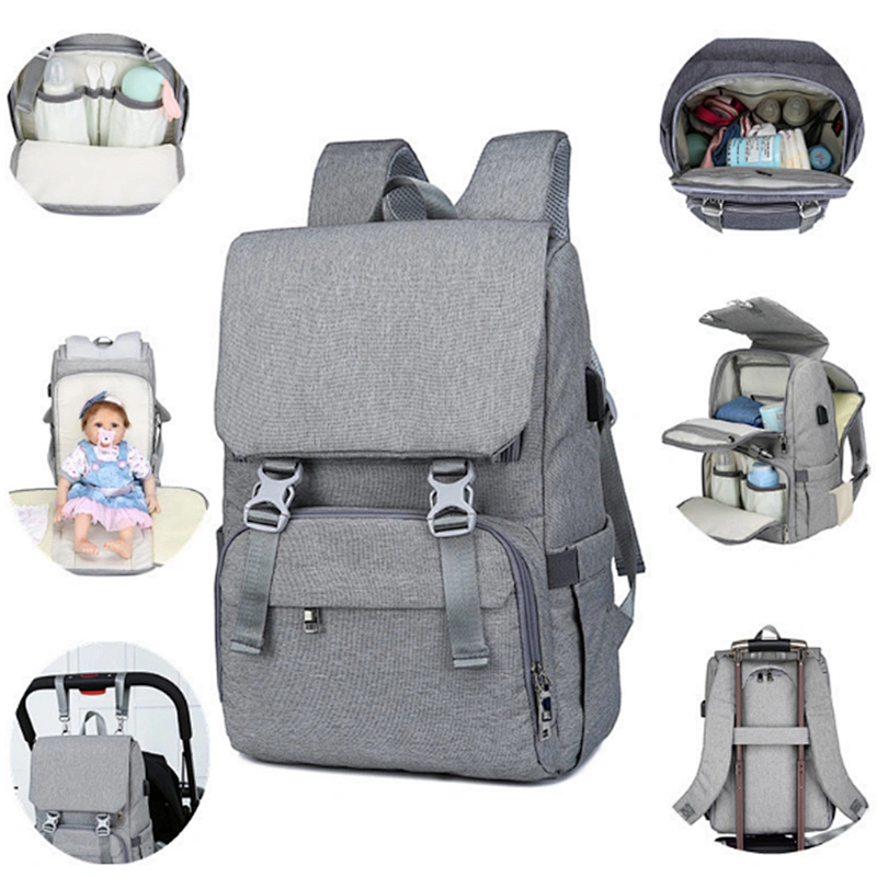Wholesale Mummy Baby Bag Waterproof Multi-function Travel Baby Diaper Bag Backpack with USB Charging Port