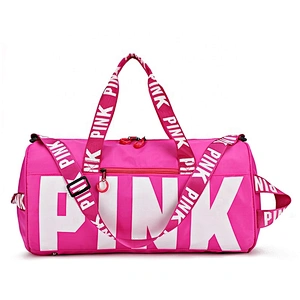 Large Capacity Women's Sport Travel Bag Shoulder HandBags Fashion Travel Pink Letter Tote Trip Shoes Travel Duffel Bag