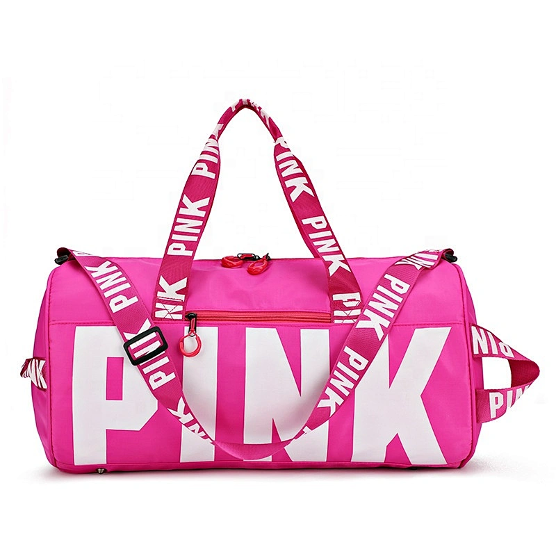 Large Capacity Women's Sport Travel Bag Shoulder HandBags Fashion Travel Pink Letter Tote Trip Shoes Travel Duffel Bag