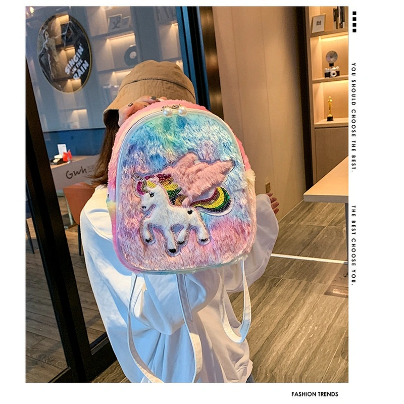 Fashional Cute Plush Mini 3D School Bag Soft Gifts with lamp School Bag 12 inch Sweet Kids Girls School Bag