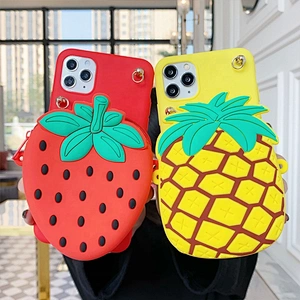 Waterproof cute cartoon girl women Silica Gel soft silicone rubber wallet pouch case coin purse mini purse with crossbody strap