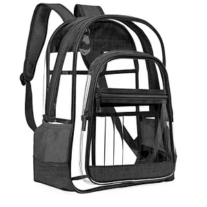 New Fashion Large Capacity Durable Adjustable Shoulder Strap Transparent School Bag PVC Clear Backpack Heavy Duty