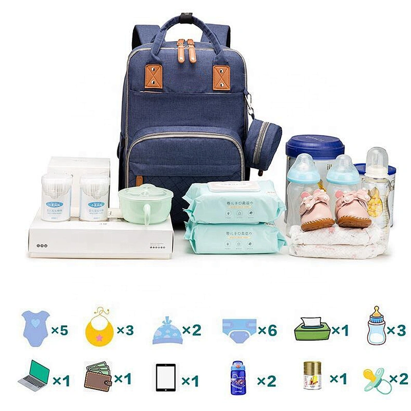 Custom Design Large Capacity Multifunction Travel Baby Changing Backpack Nappy Changing Back Pack Diaper Bags with Changing Mat