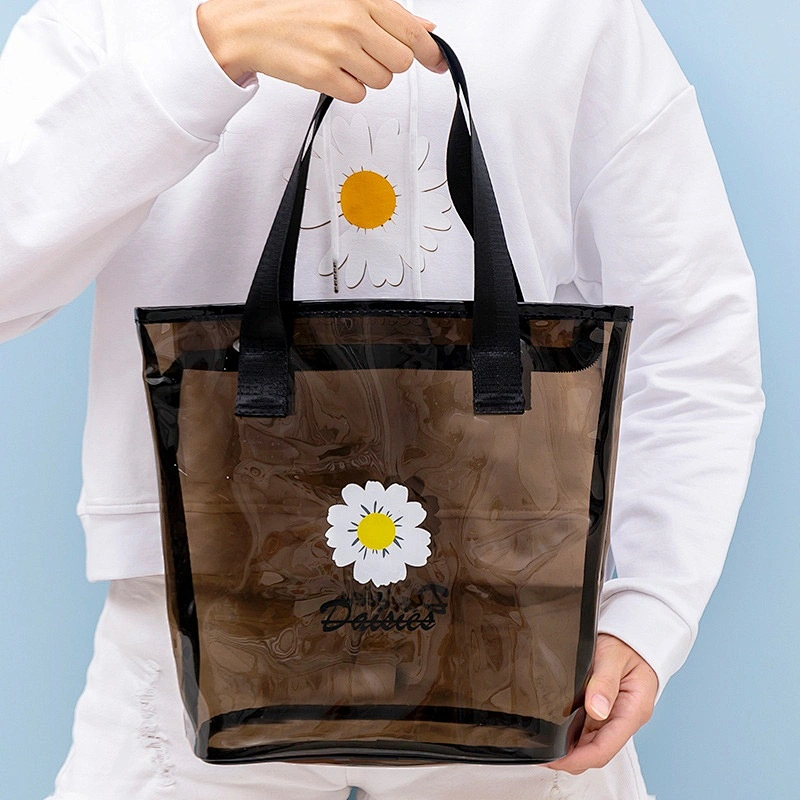 Fashion Reusable Grocery cosmetic pvc Clear bag transparent Women waterproof Shopping Bag Travel handbag Beach bag  for women