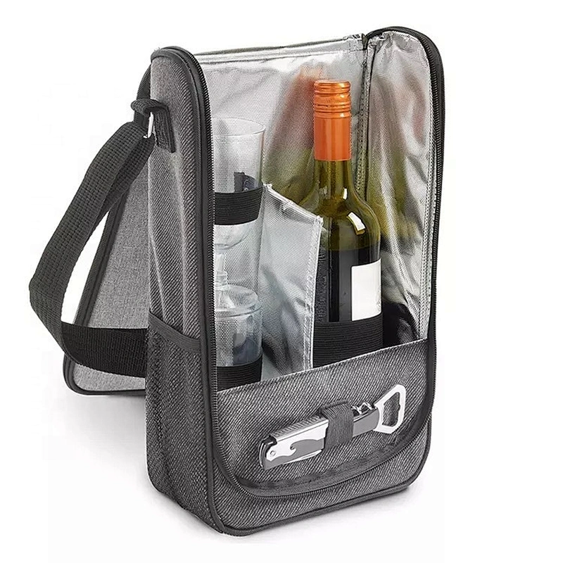 2 Bottle Wine Carrier Bag Tote Insulated Food Cooler bag picnic BOX wine cooler bag