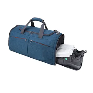 customized 65 liter duffel bag waterproof foldable weekend travel bag with shoe compartment for men women