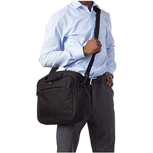 high quality slim Black Three Layers of nylon messenger Bag for Laptop with Handle and Shoulder Girdle