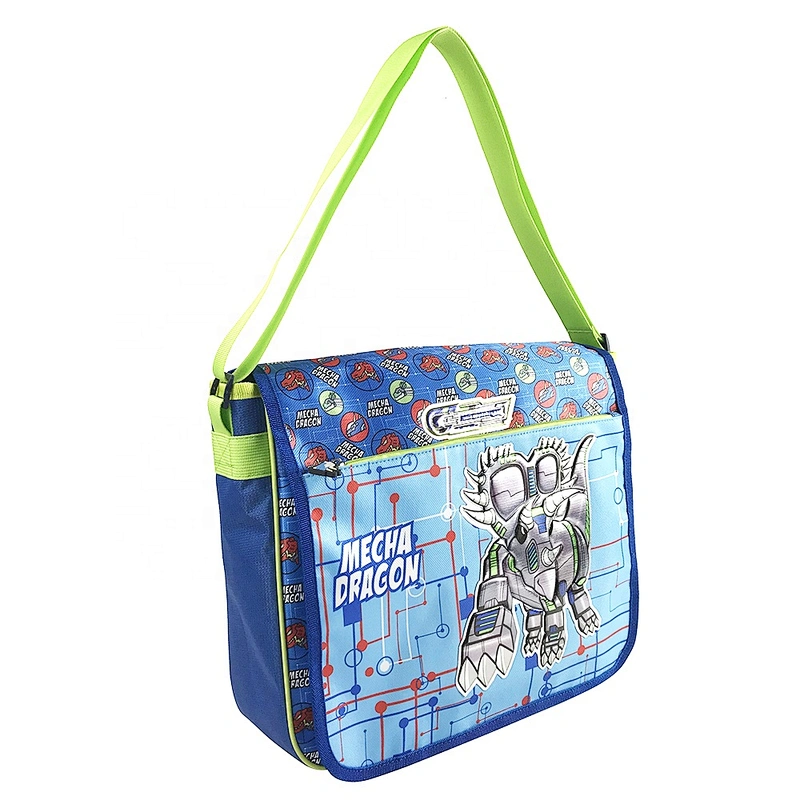 Polyester Custom boys OEM Customized Logo robot Pattern fashion handbags  messenger travel Shoulder Bag for boys men