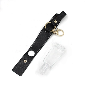 T-shaped PU leather hand sanitizer leather set 30ml alcohol disinfectanted  bottle set key chain pendant