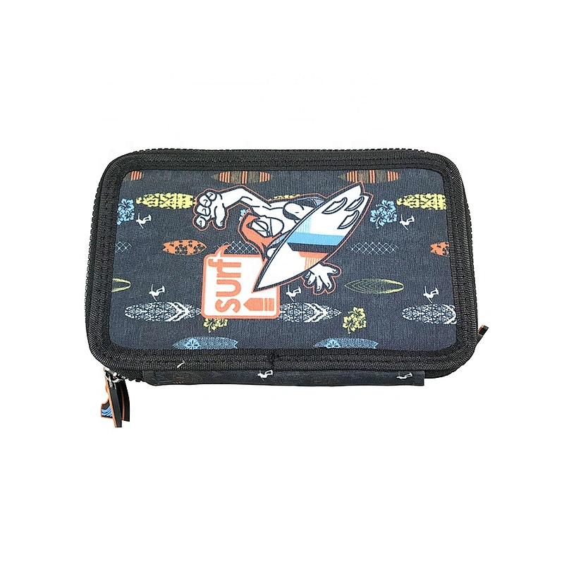 2020 cheap popular 3 zippers New Arrival Factory Wholesale OEM ODM  pencil case school cute pencil case bag For Purple boy