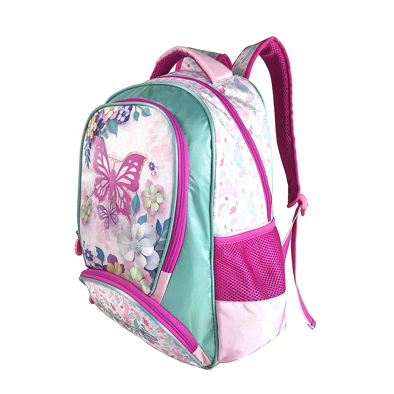 New fashion cartoon butterfly pink flower girl children cheap cute kids smiggle student school bag bags for girls