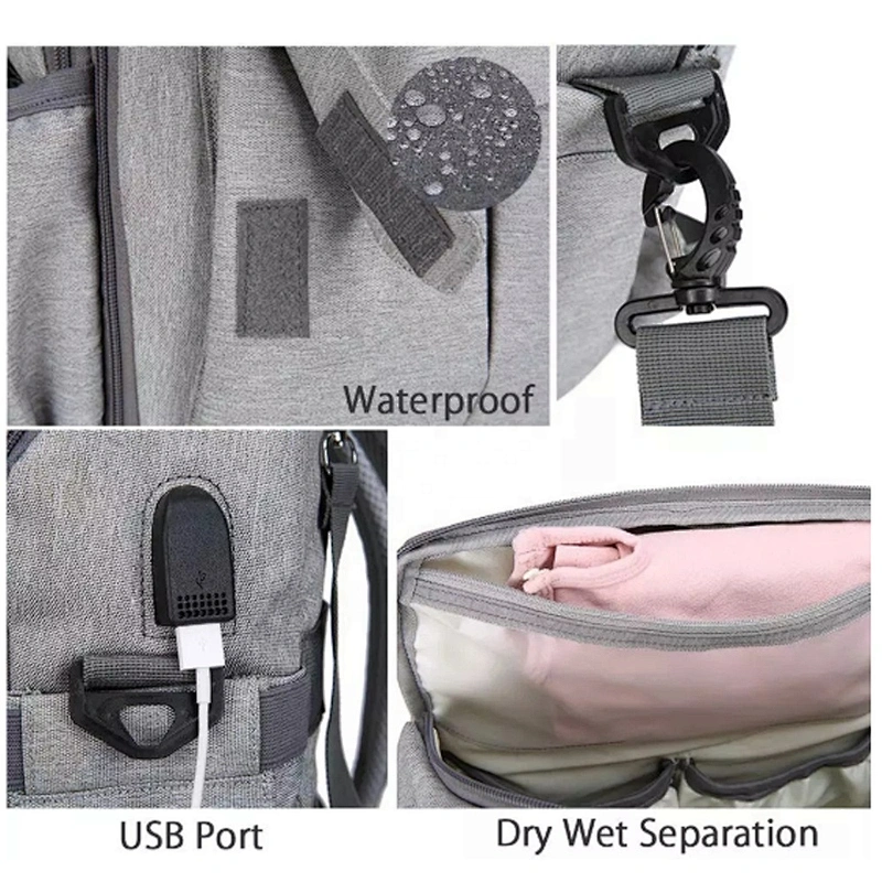 Fashion Mummy Maternity Bag Multi-function Diaper Bag Backpack Nappy Baby Bag with Stroller Straps for Baby Care