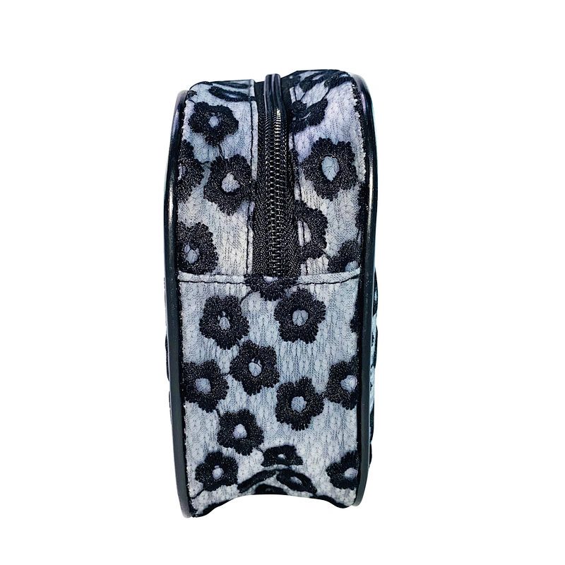 OEM/ODM Waterproof daisy embroidery Women Travel Makeup Organizer Cosmetic bag basket Case Bags with handles