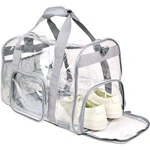 Customized Large Capacity Waterproof  Clear Plastic Tote Bag Beach Handbag Women Men Gym Transparent Pvc Travel Duffel Bag