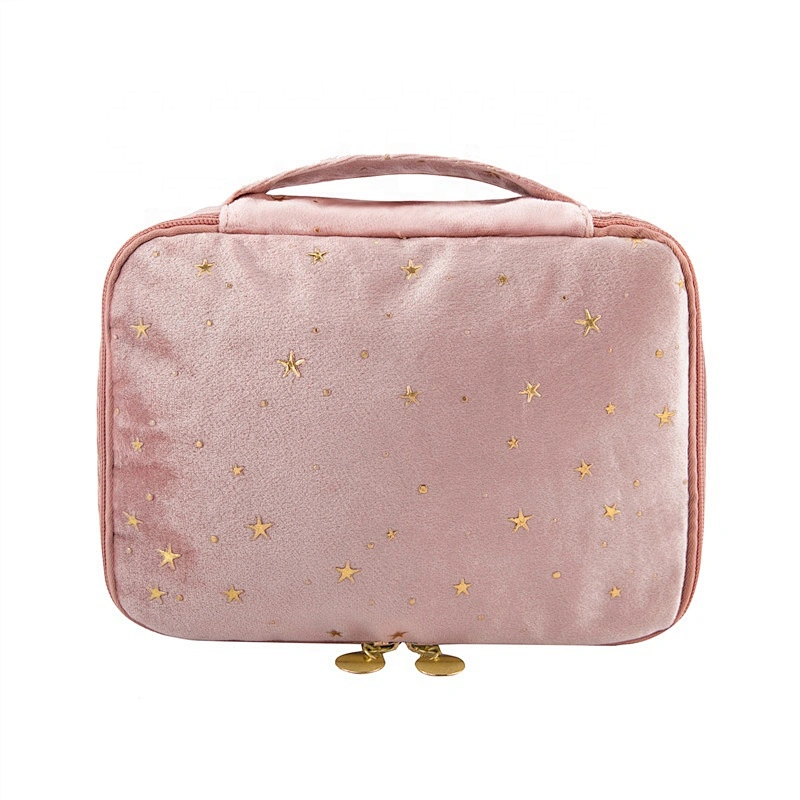 Custom Logo Women Hand Lady Luxury Fake Fur Makeup Clutth Bags Customized Chrisma Promotional Gift Bags Pink Cosmetic Bags
