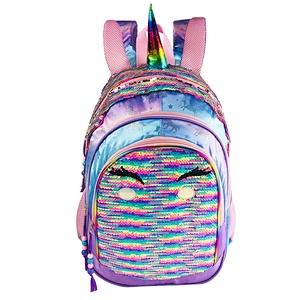 Girls Colorful Sparkling Sequin unicorn Backpack Magic Flip Reversible Sequin School Bag for kid children