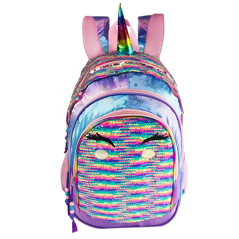 Girls Colorful Sparkling Sequin unicorn Backpack Magic Flip Reversible Sequin School Bag for kid children