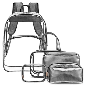 Amazon European and American fashion high-quality PVC transparent 6pcs sets backpack for women girls shoulder bag