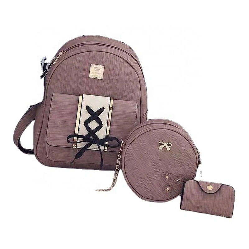 Retro PU female new Korean fashion soft leather backpack middle school student schoolbag casual backpack