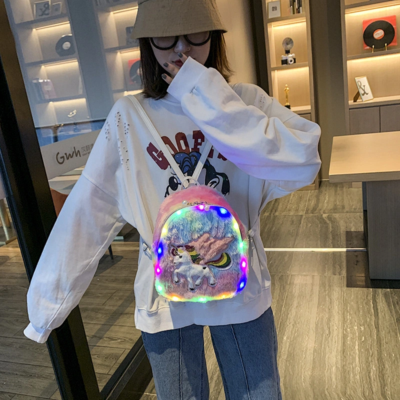 Fashional Cute Plush Mini 3D School Bag Soft Gifts with lamp School Bag 12 inch Sweet Kids Girls School Bag