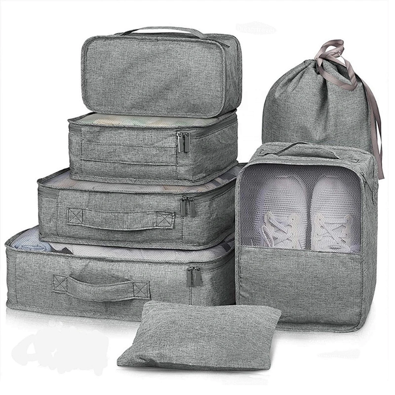 Classic Style Travel Packing Cube Set 7pcs/set Clothes Organizer Luggage Storage Bag