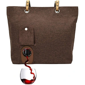 Insulated Wine Cooler Bag For Travel Portable 2 Bottle Gift Bag With Long Adjustable Shoulder Strap for women