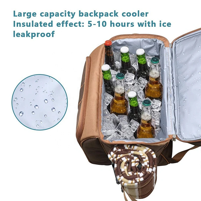 BSCI audit factory Custom logo 4 Person detachable Picnic backpack bag wine cooler bag thermal lunch insulated cooler bag