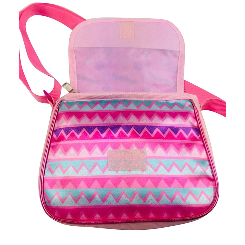 Fashion Pink polyester crossbody women hand bags square shape kids bag girls shoulder bags