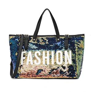 Hot selling sequin bling travel bags lady shoulder bags shining eye catching bag
