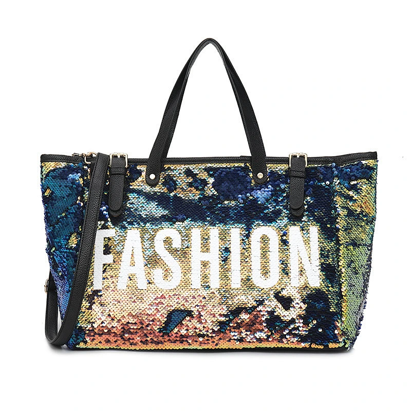 Hot selling sequin bling travel bags lady shoulder bags shining eye catching bag