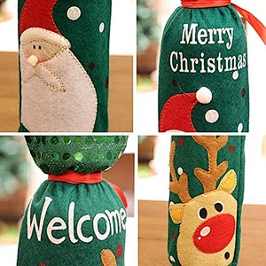 3PCS Christmas Wine Bottle Cover Gift Wrapping Cover Bag Holiday Table Decor Champagne Decoration Cover Bags Santa Clause bag