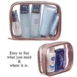 Woman Custom Waterproof Pouch Clear Makeup Case Beauty Bag With Compartments
