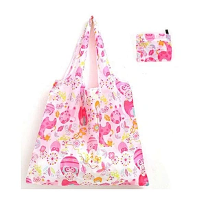 2020 Custom  Eco Friendly Easy Carry Reusable Foldable Pocket Tote Grocery Bag Folding Shopping Bags