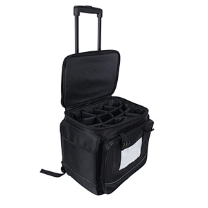 12 Bottle Insulated Wine Tote Case Wheel Travel Black  Cooler with Organizer
